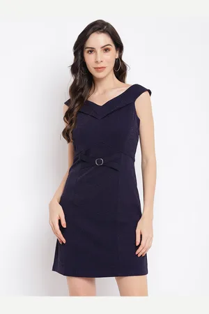 Latin Quarters Women Navy Blue Sheath Dress