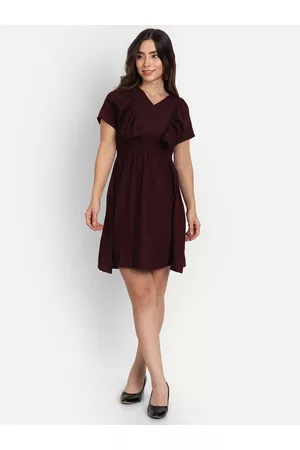 GUFRINA Women Burgundy Solid Dress