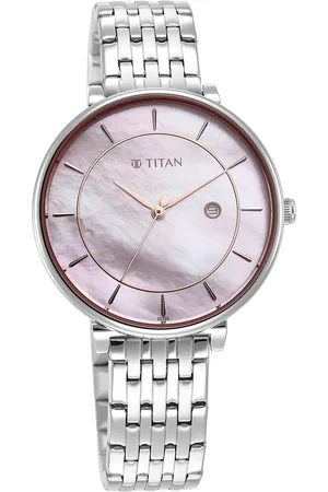 Titan Women Mother of Pearl Dial & Stainless Steel Bracelet Style Straps Analogue Watch 2673SM02