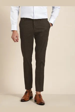 Invictus Men Brown Checked Slim Fit Trousers