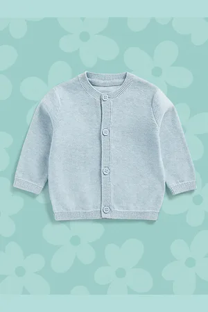Mothercare Boys Blue Solid Organic Cotton Front-Open Cardigan