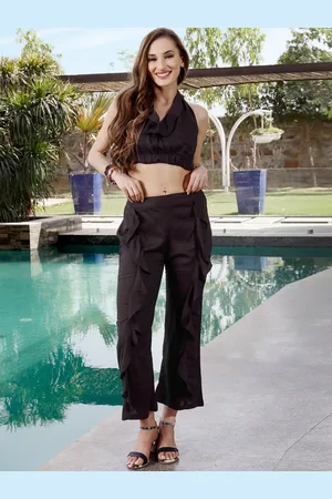 Sera Women Black Solid Co-Ord Set