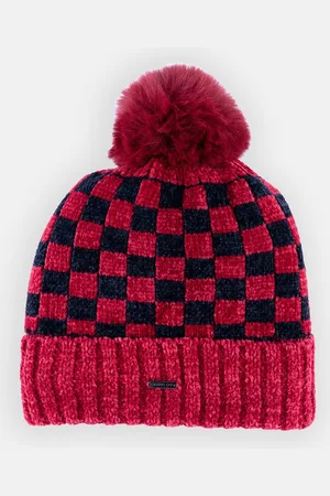 Status Quo Women Red & Navy Blue Beanie