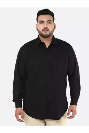 John Pride Plus Size Men Black Solid Casual Shirt