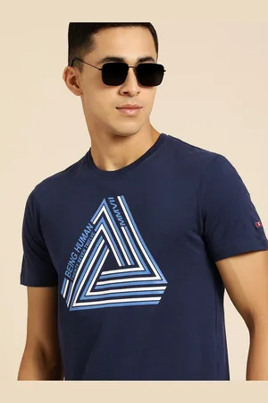 Being Human Men Navy Blue Printed Pure Cotton T-shirt