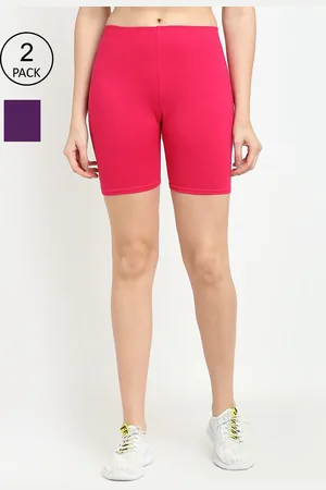 GRACIT Women Pack of 2 Pink & Purple Cycling Sports Shorts