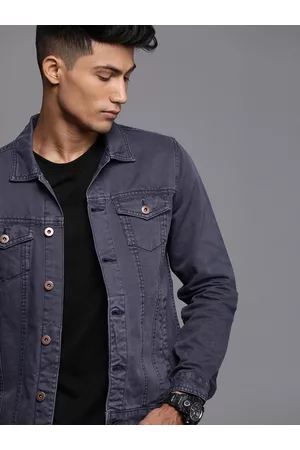 WROGN Men Blue Solid Denim Jacket