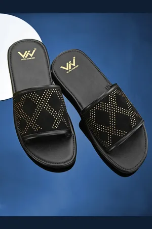 Viv Men Black & Gold-Toned Sliders