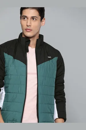 Slazenger Men Teal Black Colourblocked Sporty Jacket