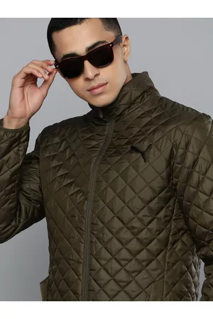 PUMA Men Olive Green Self Design Lightweight Slim Fit dryCELL Tailored Jacket