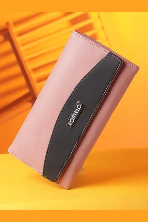 FOSTELO Women Rose Gold & Black Colourblocked PU Two Fold Wallet