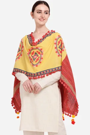 MESMORA FASHION Women Yellow & Red Pure Cotton Dupatta