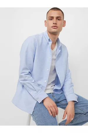 H&M Men Blue Pure Cotton Oxford Shirt