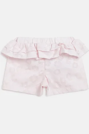 chicco Girls Pink Floral Printed Shorts With Ruffled Detail