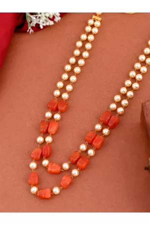 Silvermerc Designs Unisex Gold-Toned & Orange Brass Gold-Plated Layered Necklace