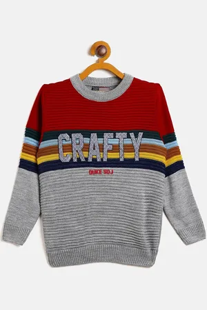 Duke Boys Grey & Red Colourblocked Pullover