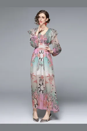 JC Collection Women Pink Floral Maxi Dress