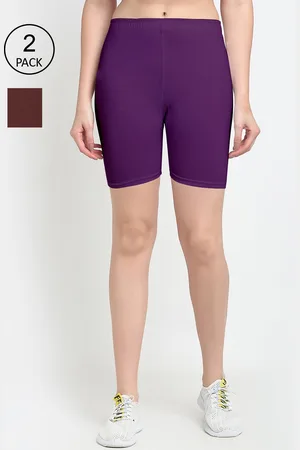 GRACIT Women Pack of 2 Purple & Brown Cycling Shorts