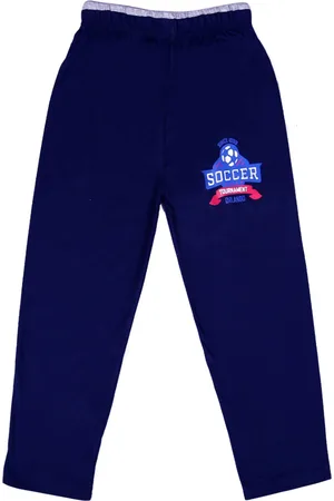 Sweet Angel Boys Navy Blue Solid Pure Cotton Relaxed-Fit Track Pants