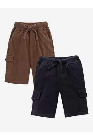 KiddoPanti Set Of 2 Boys Brown Shorts