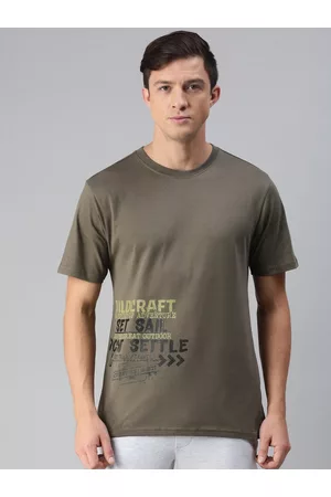 Wildcraft Men Olive Green Typography Printed T-shirt