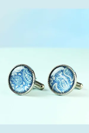 Tossido Blue & White Metal Cufflink