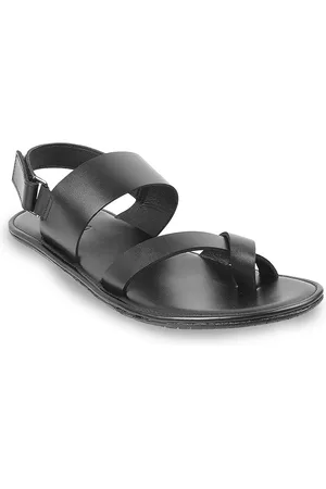 Metro Men Black Leather Comfort Sandals