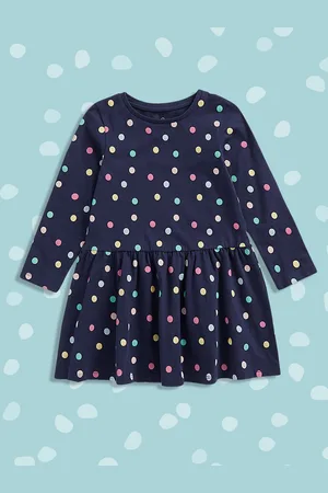 Mothercare Girls Navy Blue Pure Cotton A-Line Dress