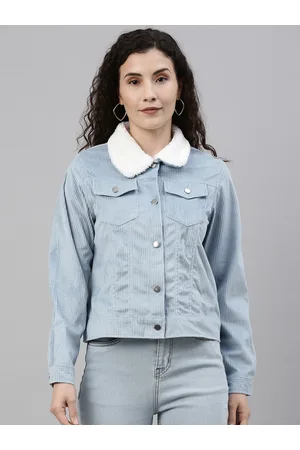 Campus Women Blue Self Design Tailored Jacket