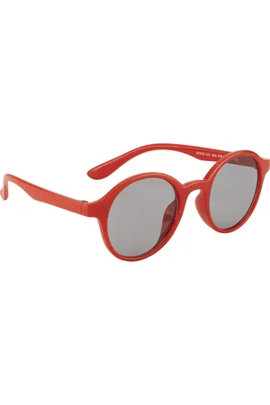 YK Unisex Kids Grey Lens & Red Round Sunglasses with UV Protected Lens