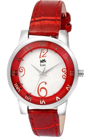Kool Unisex Kids White Dial & Red Leather Straps Analogue Watch KK 307 LRD