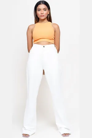FREAKINS Women Classic White High-Rise Bootcut Fit Jeans