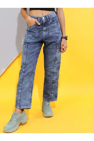 Tokyo Talkies Women Blue Wide Leg Clean look Heavy Fade Jeans
