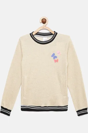 mackly Girls Beige Cotton Blend Sweatshirt