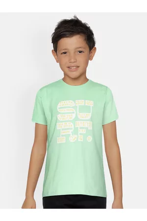 METRO KIDS COMPANY Boys Green Printed Round Neck T-shirt