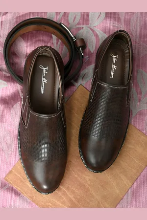 John Karsun Men Brown Textured Slip-On Shoes