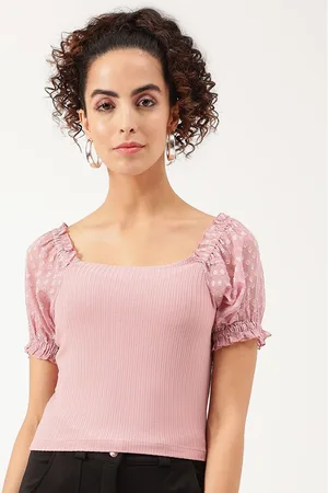CENTRESTAGE Women Pink Square Neck Top
