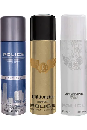 Police Men Light Blue Millionaire Homme + Contemporary Set Of 3 Deodorant 600ml