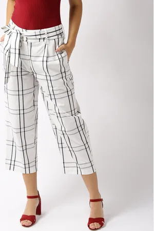 Sera Women White Checked Culottes Trousers