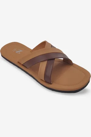 THE MADRAS TRUNK Men Tan Striped Open Toe Flats