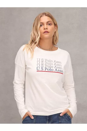 U.S. Polo Assn. Women White Typography Printed T-shirt