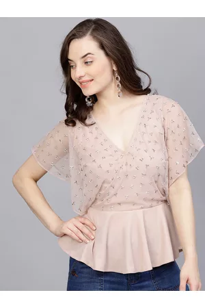 STREET 9 Women Pink Solid Peplum Top