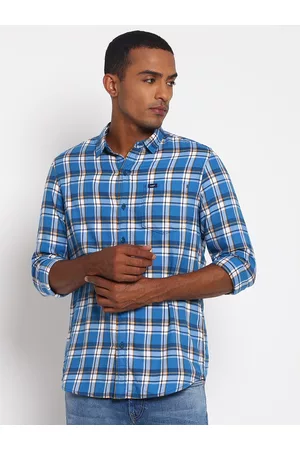 Lee Men Blue Classic Slim Fit Tartan Checked Casual Shirt