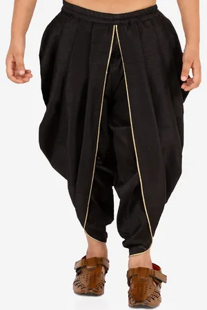 Vastramay Boys Black Silk Blend Dhoti Pants