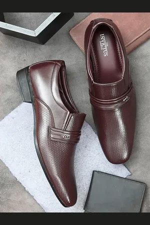Invictus Men Brown Solid Formal Slip-Ons