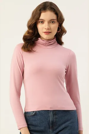 FEMEA Women Pink Solid Fitted Ruched Top