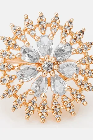 Aadita Rose Gold-Plated Rose Gold Stone Studded Finger Ring