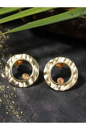 Berserk Gold-Toned Gold Plated Circular Stud Earrings