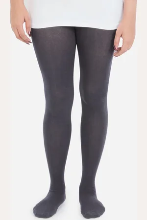 Bonjour Girls Charcoal Grey Solid Antimicrobial Knitted Tights
