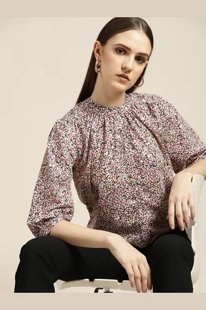 Invictus White & Pink Floral Print Shirt Style Top